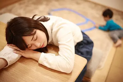 疲れている様子