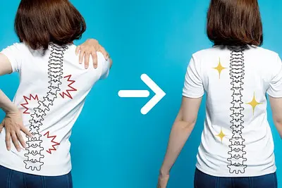 背骨がゆがんでいる様子